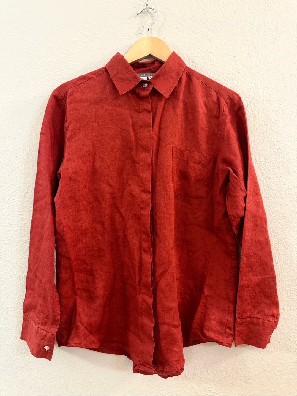 Isabella Bird terracotta Button-Down Linen Shirt